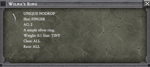 WILNA'S RING item card